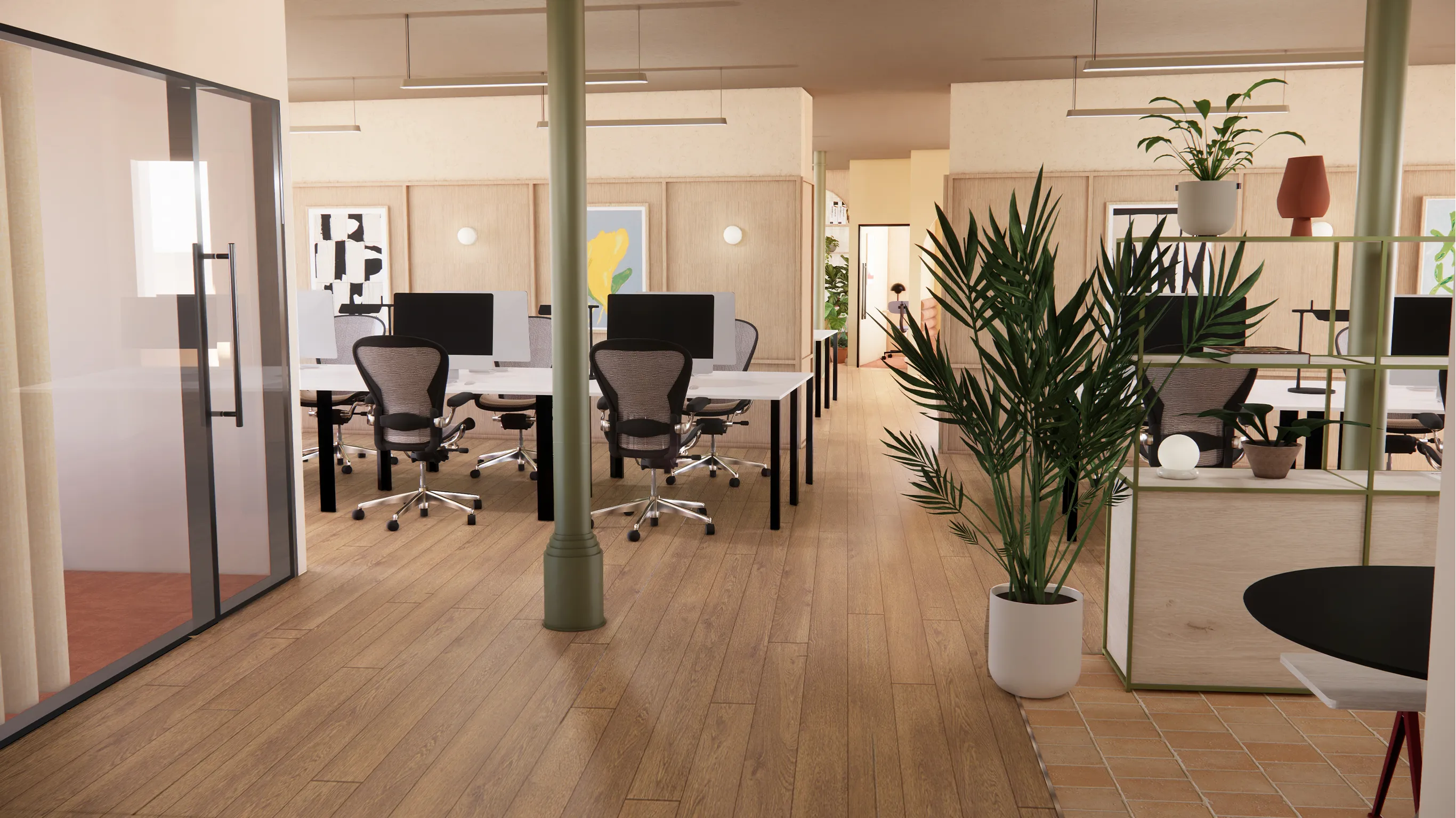 Open plan workspace CGI
